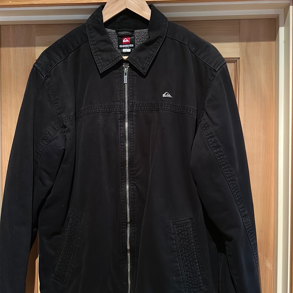 Quicksilver Men’s Large Black Denim Jacket with Fleece Lining